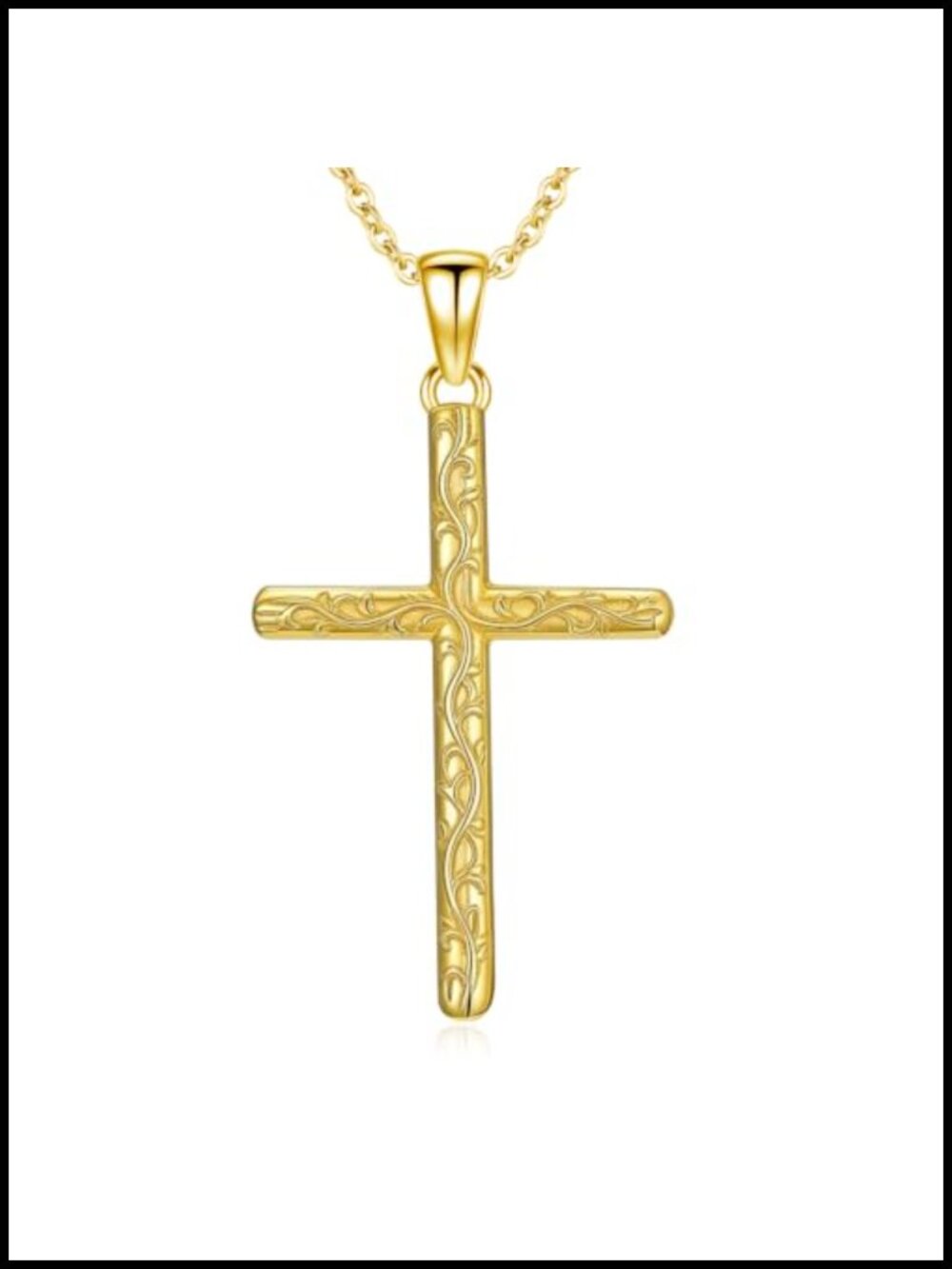 14K Gold Plated Cross Necklace Pendant Christian Jewelry Gift